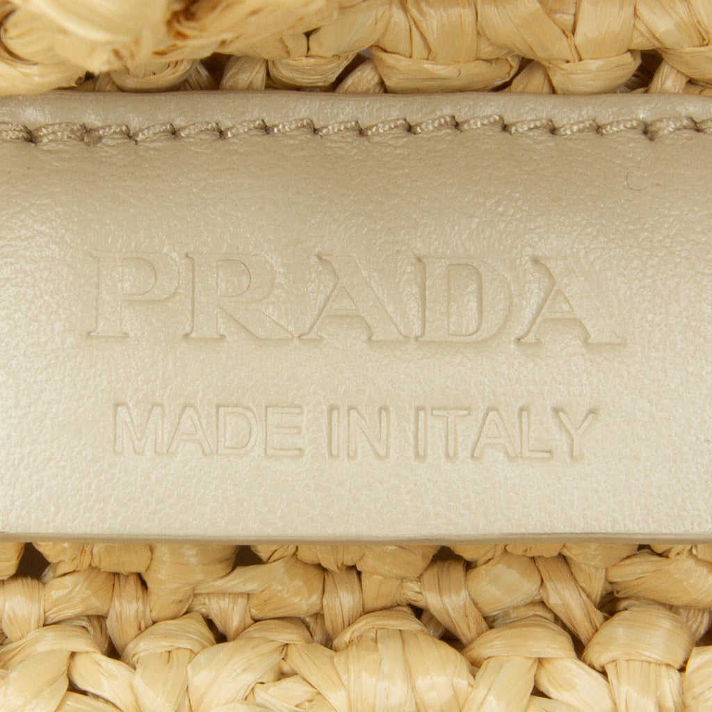 Prada Crochet Raffia Logo Tote (SHG-1YPyMA)