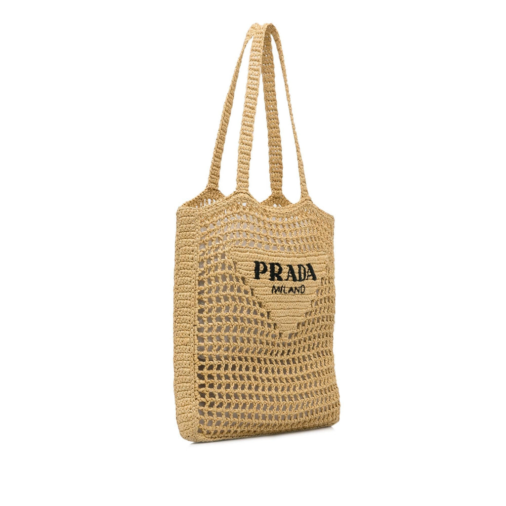 Prada Crochet Raffia Logo Tote (SHG-1YPyMA)