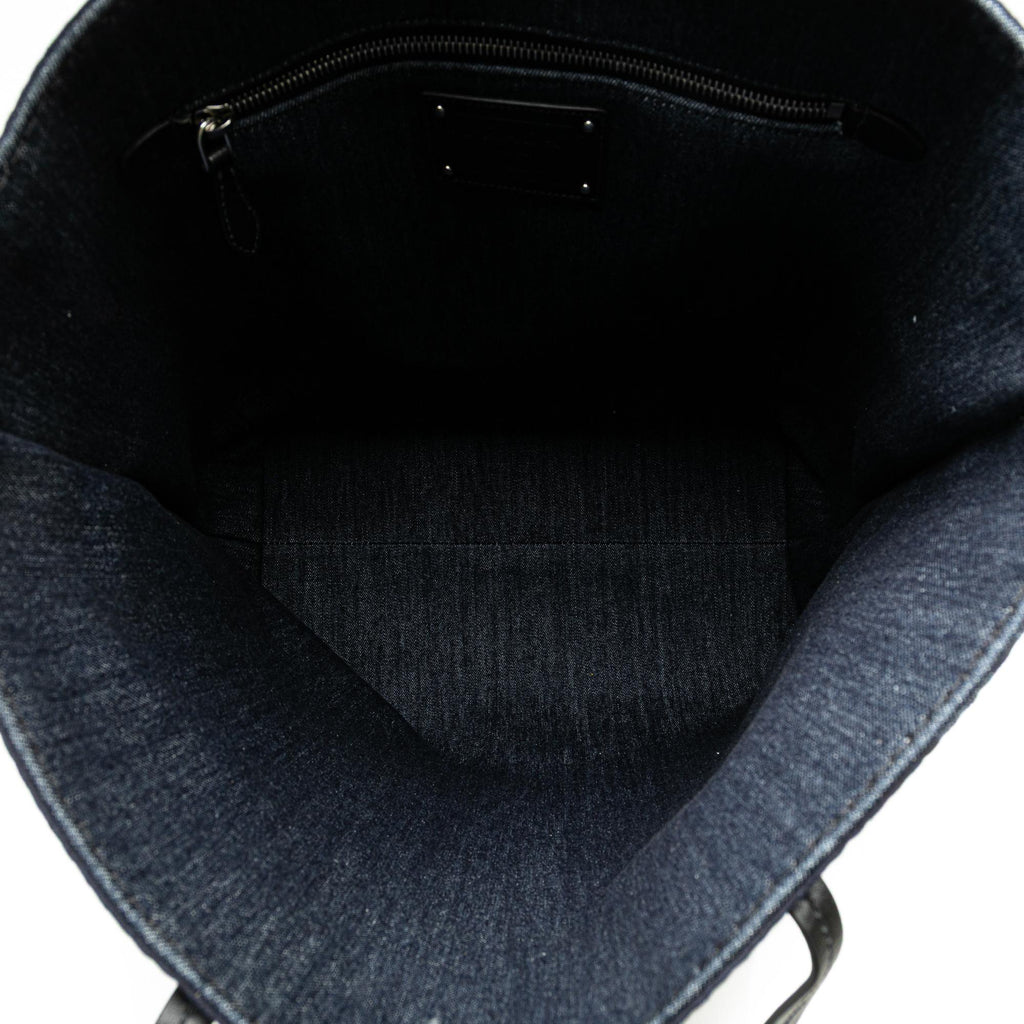 Prada Denim Mistolino Vitello Logo Tote