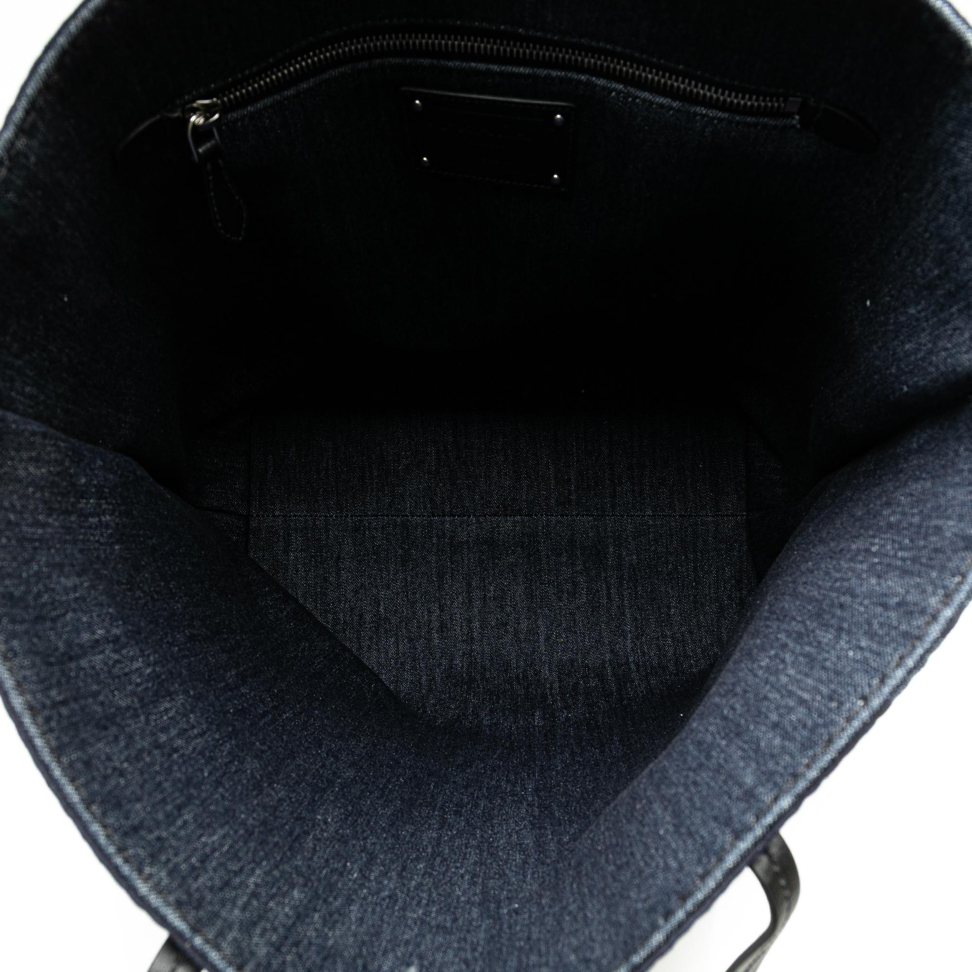 Prada Denim Mistolino Vitello Logo Tote