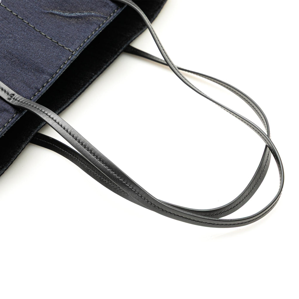 Prada Denim Mistolino Vitello Logo Tote