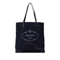 Prada Denim Mistolino Vitello Logo Tote
