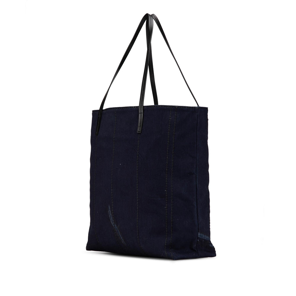 Prada Denim Mistolino Vitello Logo Tote