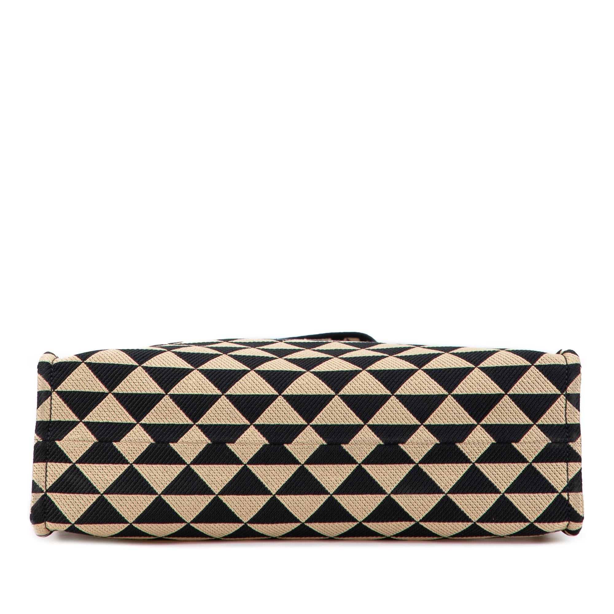 Prada Embroidered Canvas Triangolo Symbole Shopping Tote