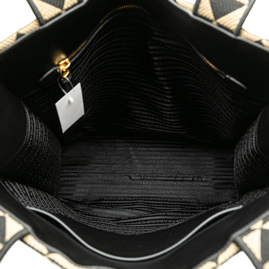 Prada Embroidered Canvas Triangolo Symbole Shopping Tote