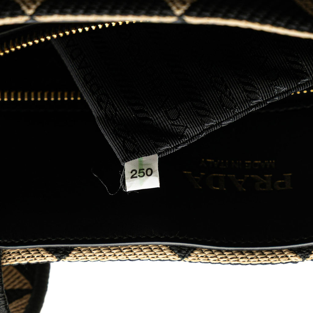 Prada Embroidered Canvas Triangolo Symbole Shopping Tote