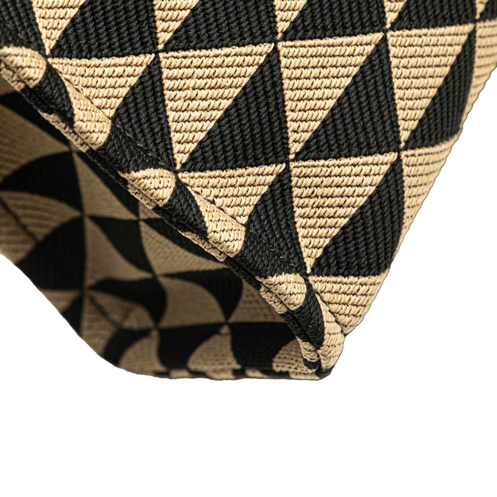 Prada Embroidered Canvas Triangolo Symbole Shopping Tote