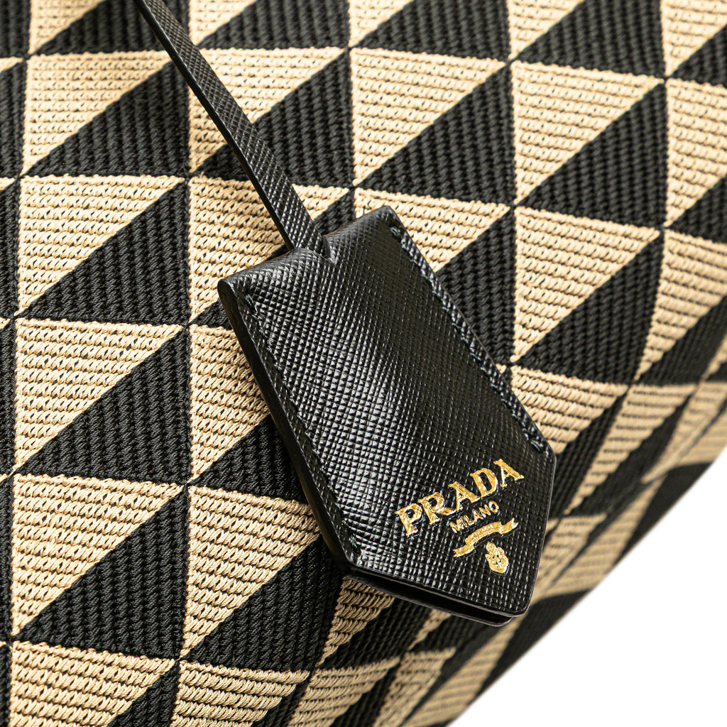 Prada Embroidered Canvas Triangolo Symbole Shopping Tote