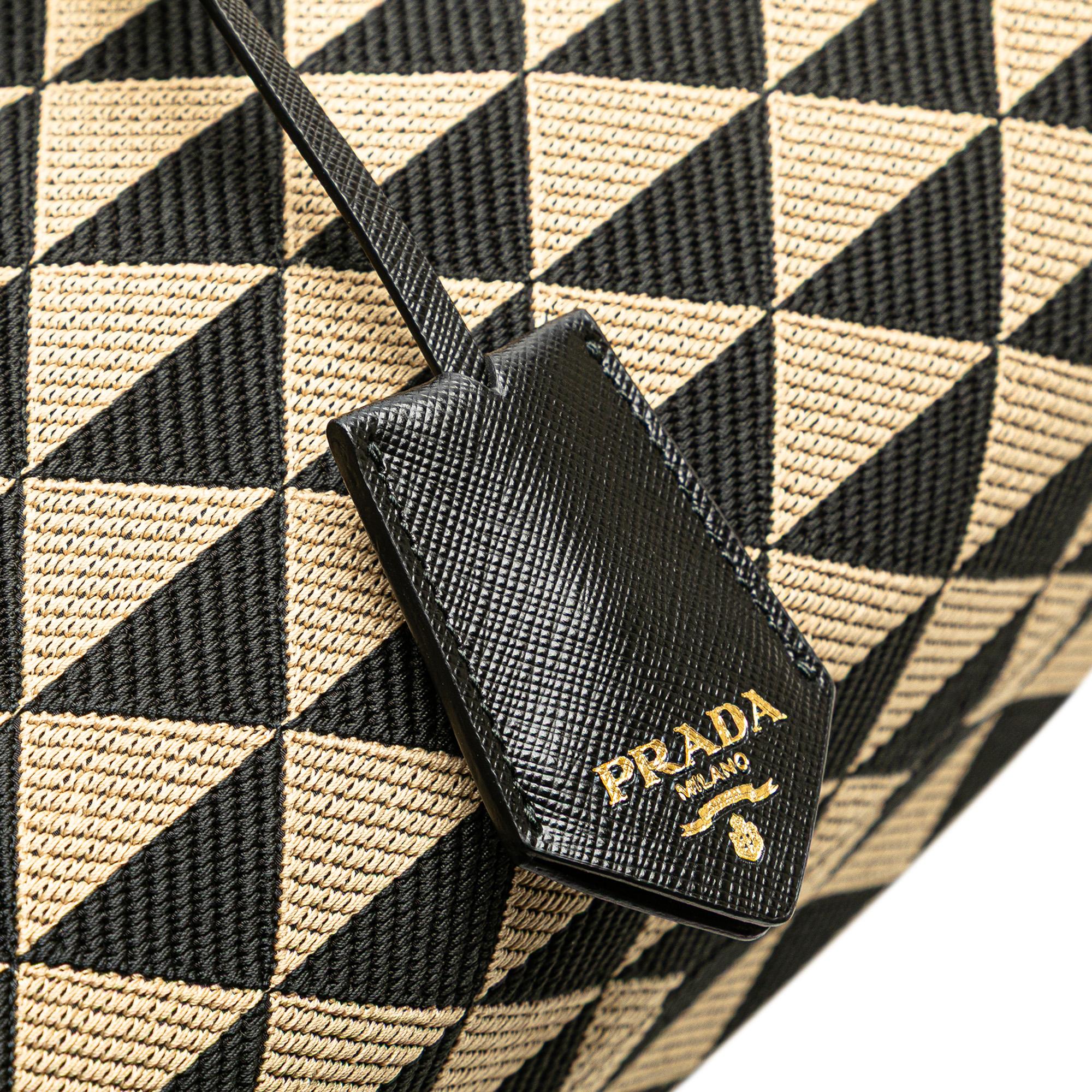Prada Embroidered Canvas Triangolo Symbole Shopping Tote