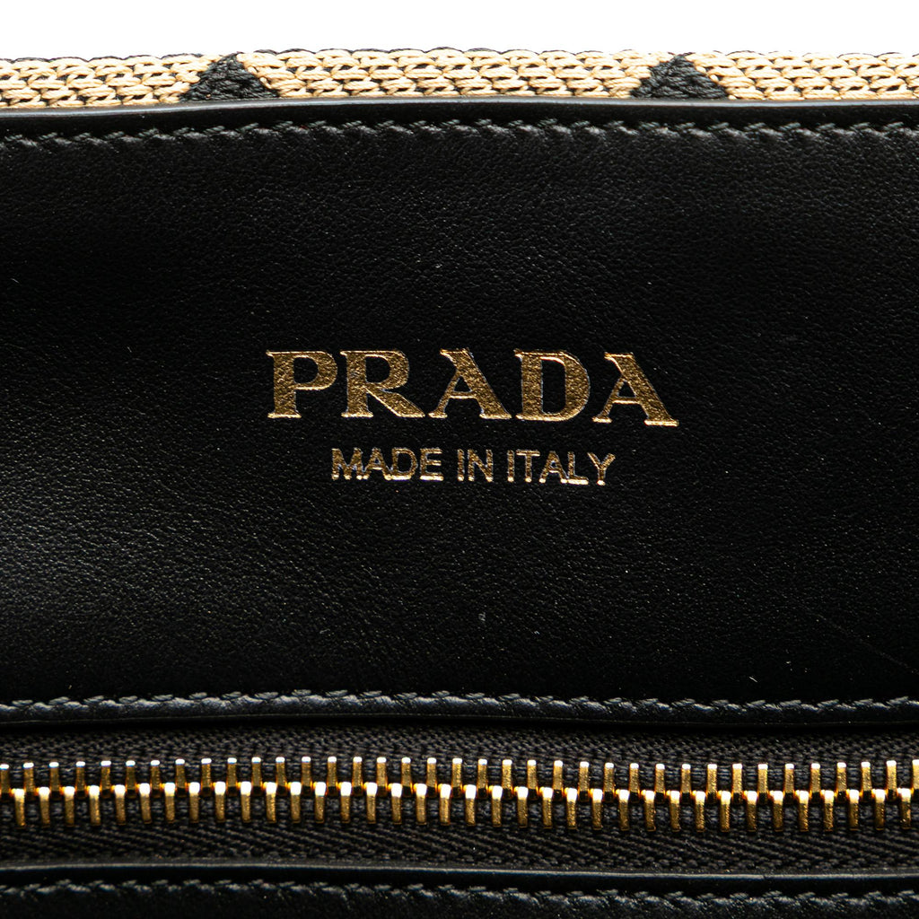 Prada Embroidered Canvas Triangolo Symbole Shopping Tote