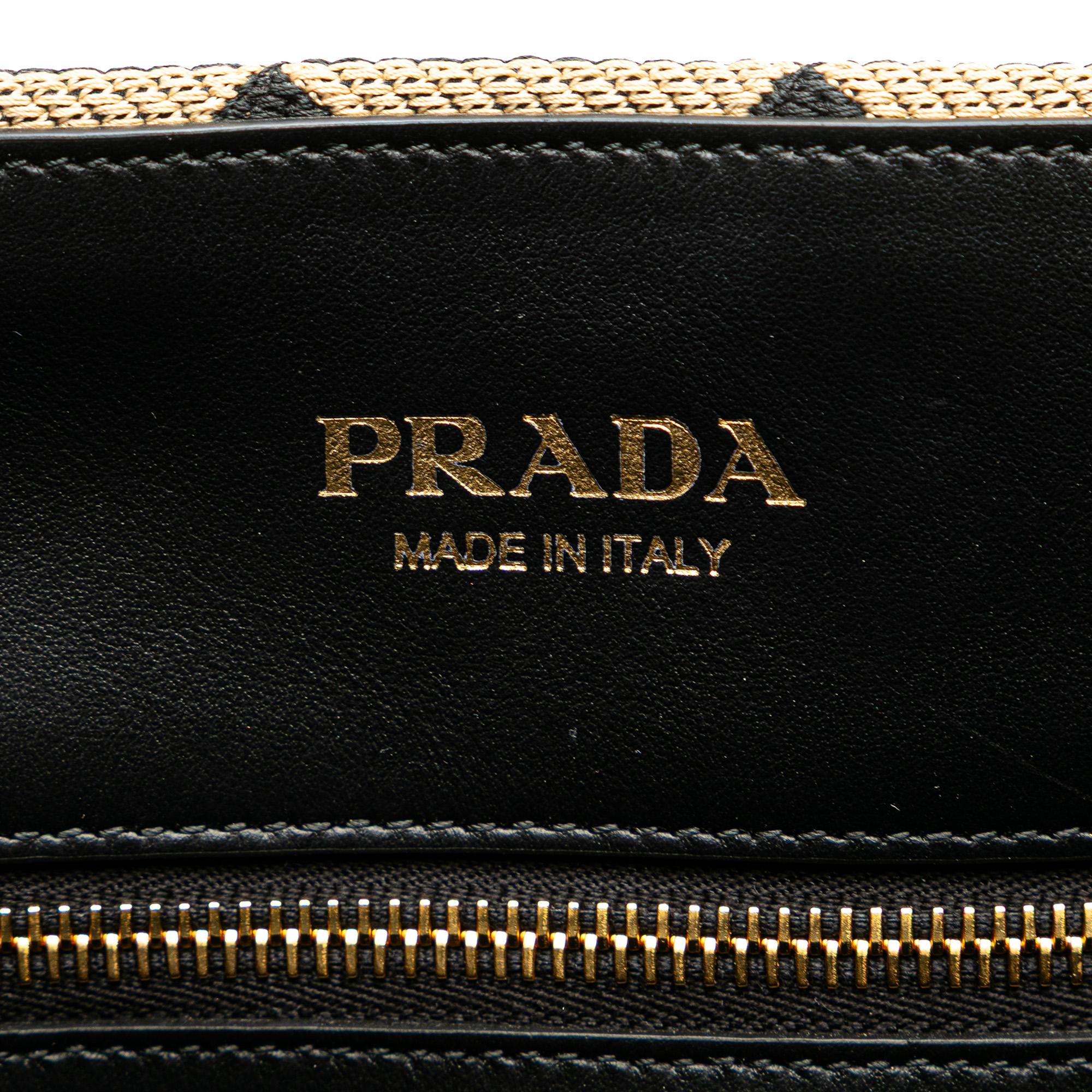 Prada Embroidered Canvas Triangolo Symbole Shopping Tote