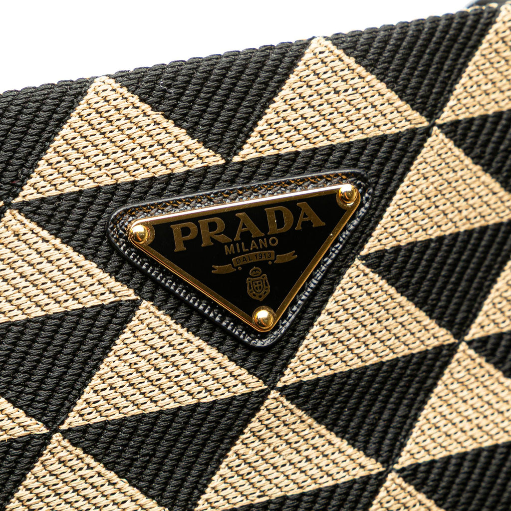 Prada Embroidered Canvas Triangolo Symbole Shopping Tote