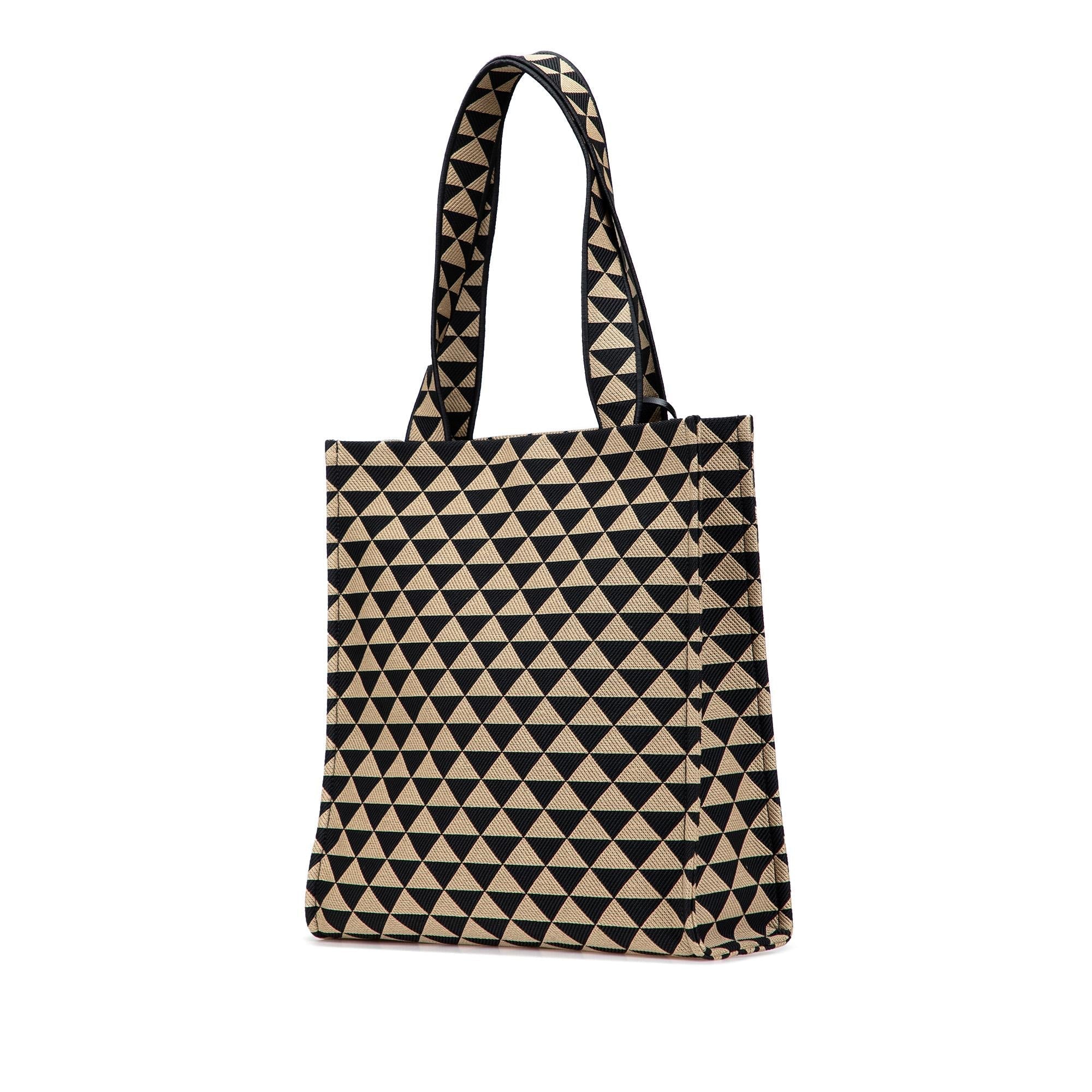 Prada Embroidered Canvas Triangolo Symbole Shopping Tote