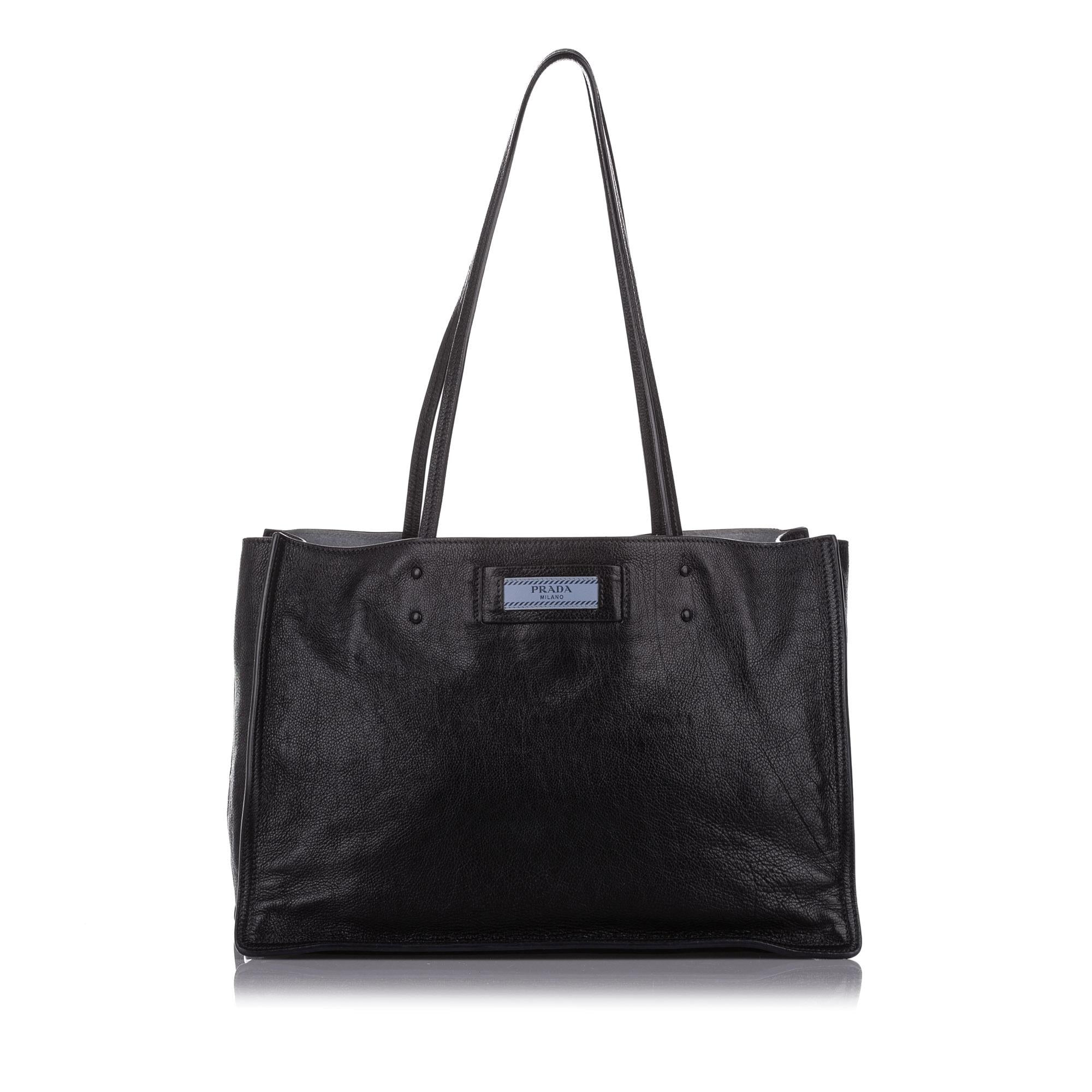 Prada Etiquette Leather Tote Bag (SHG-32338)