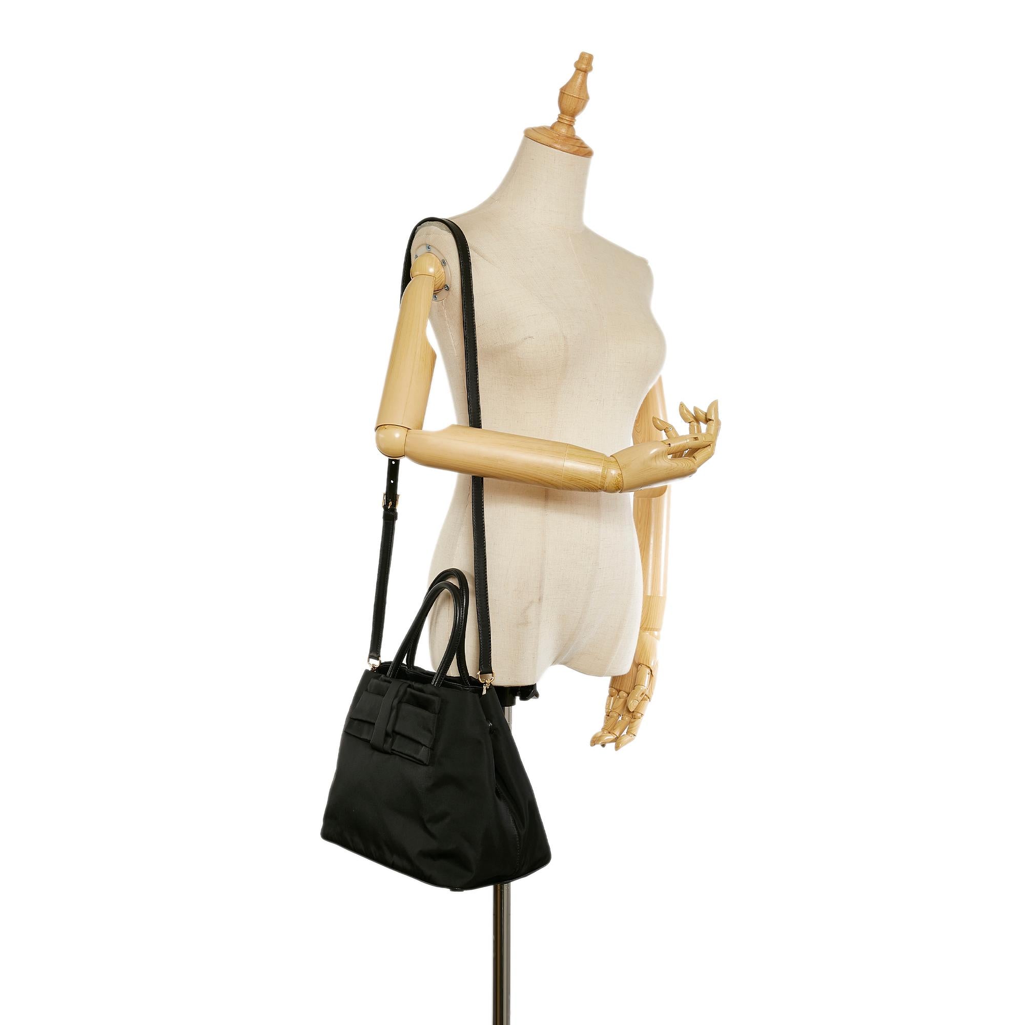 Prada Fiocco Bow Tessuto Tote Bag (SHG-25824)