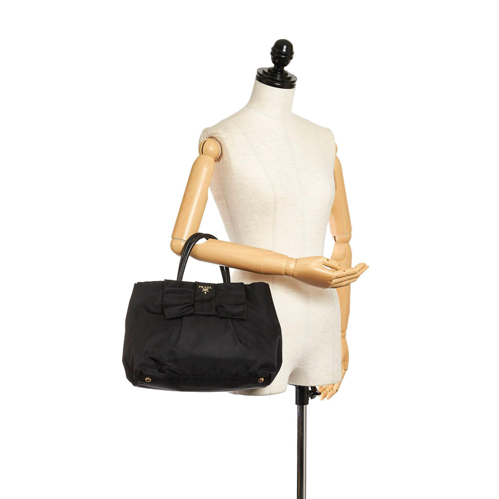 Prada Fiocco Bow Tessuto Tote Bag (SHG-33148)