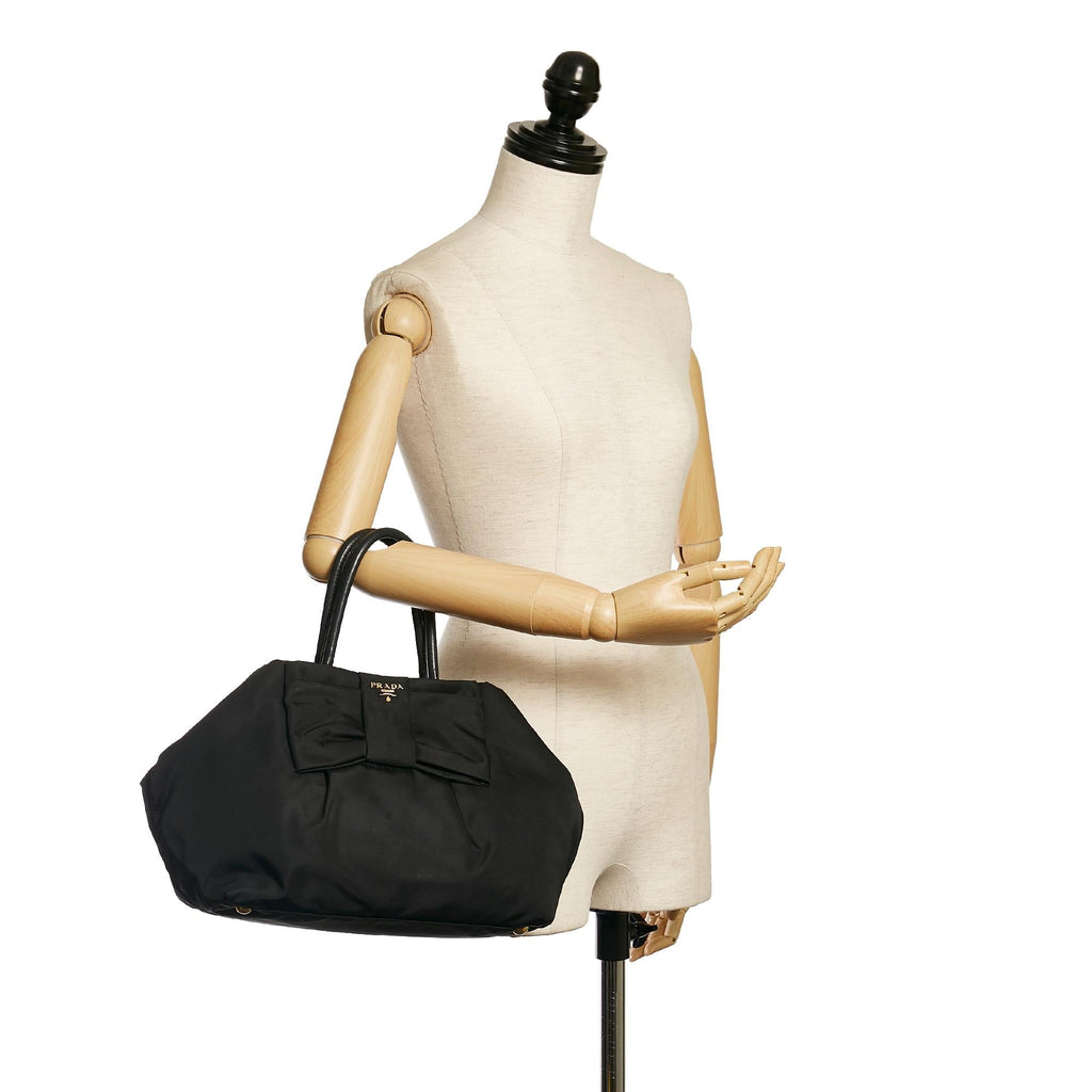 Prada Fiocco Bow Tessuto Tote Bag (SHG-34373)