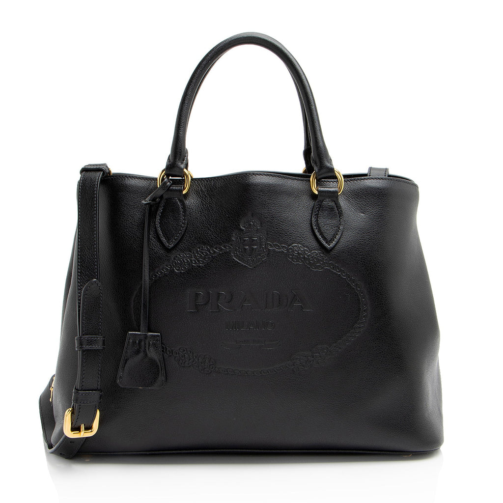 Prada Glace Calf Logo Tote