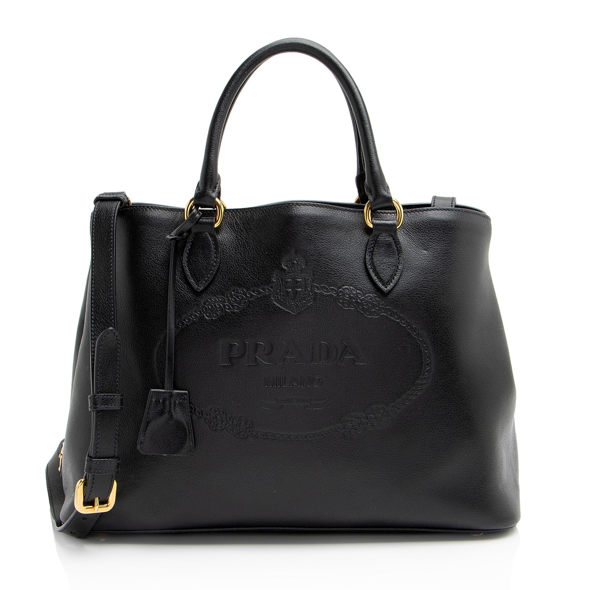 Prada Glace Calf Logo Tote