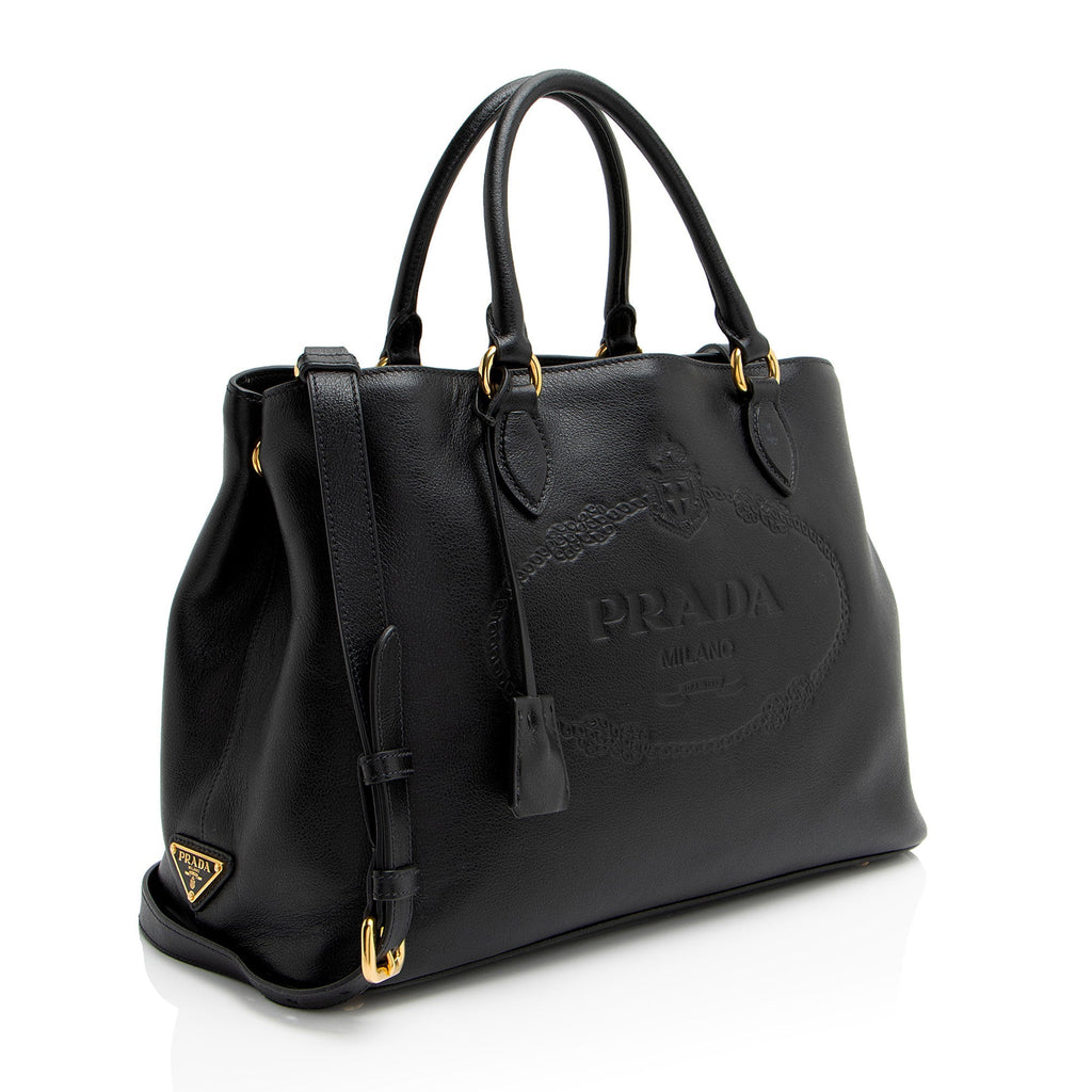 Prada Glace Calf Logo Tote