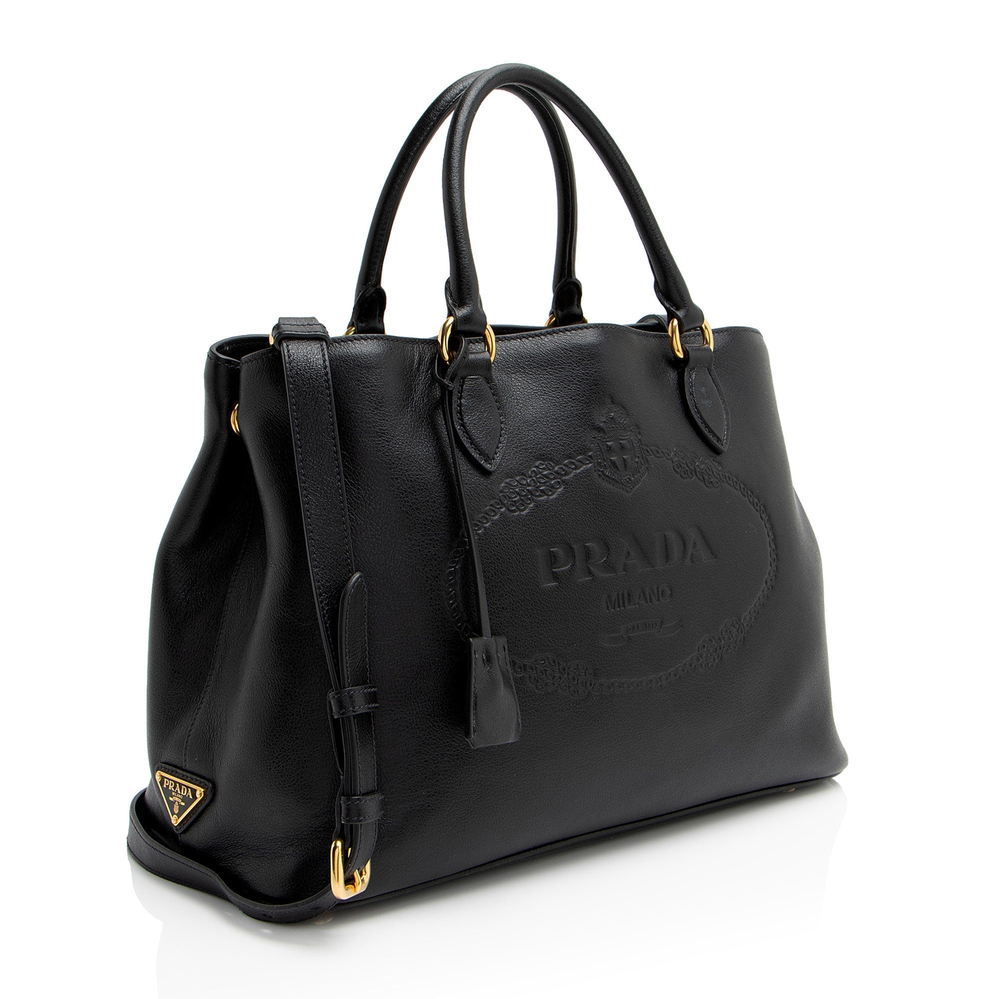 Prada Glace Calf Logo Tote