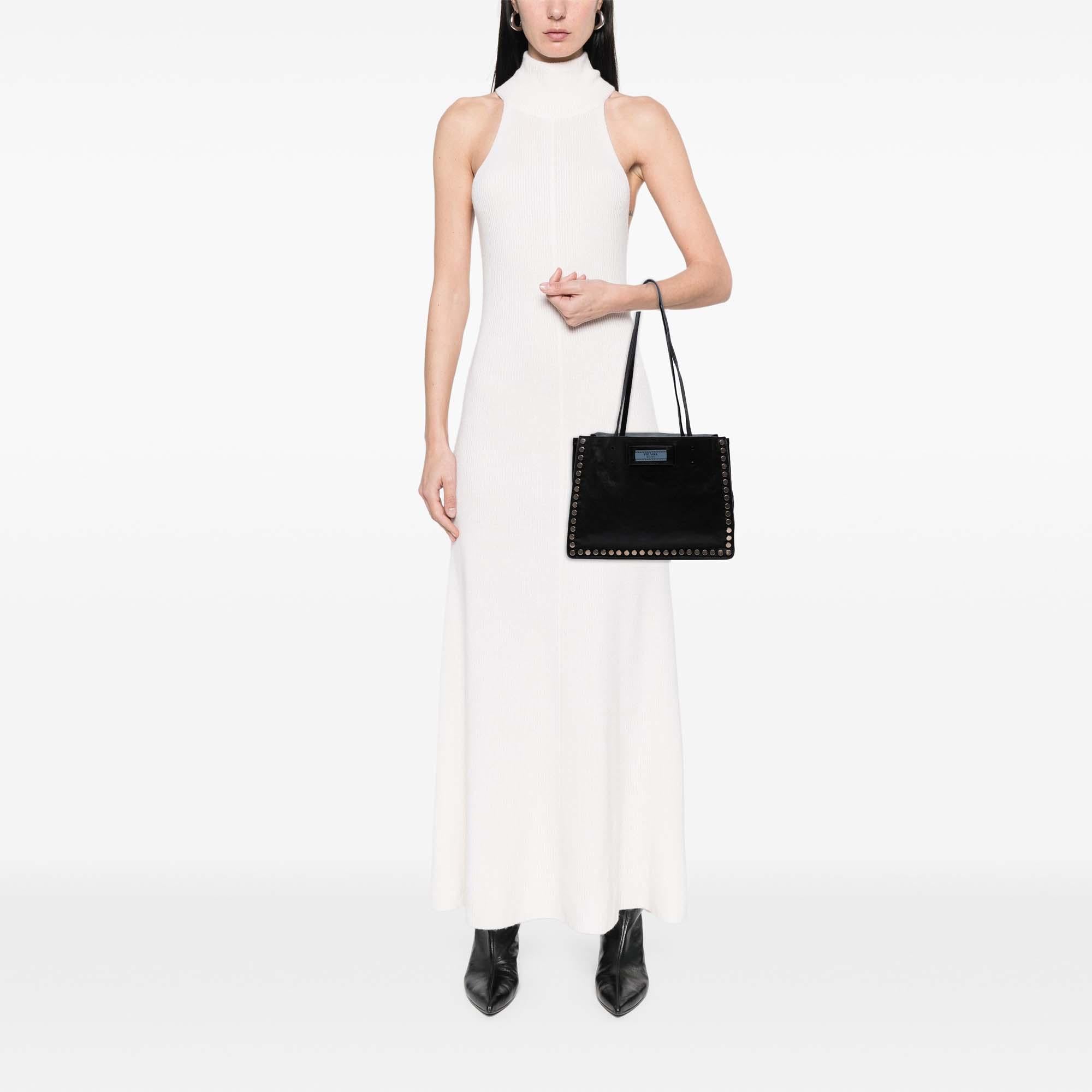 Prada Glace Calf Studded Etiquette Tote
