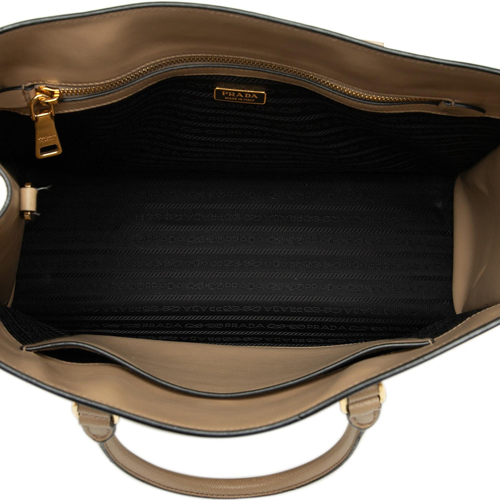 Prada Large Saffiano Lux Embossed Logo Convertible Tote