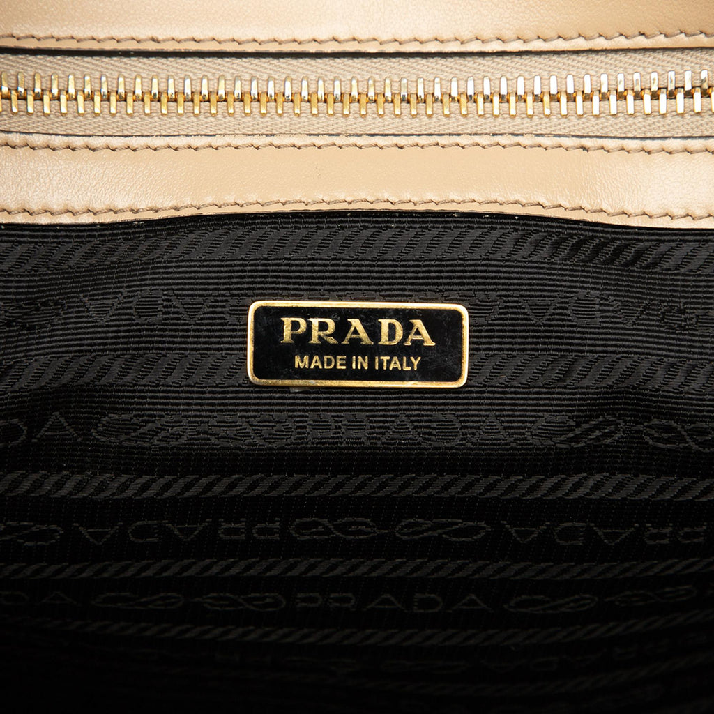 Prada Large Saffiano Lux Embossed Logo Convertible Tote