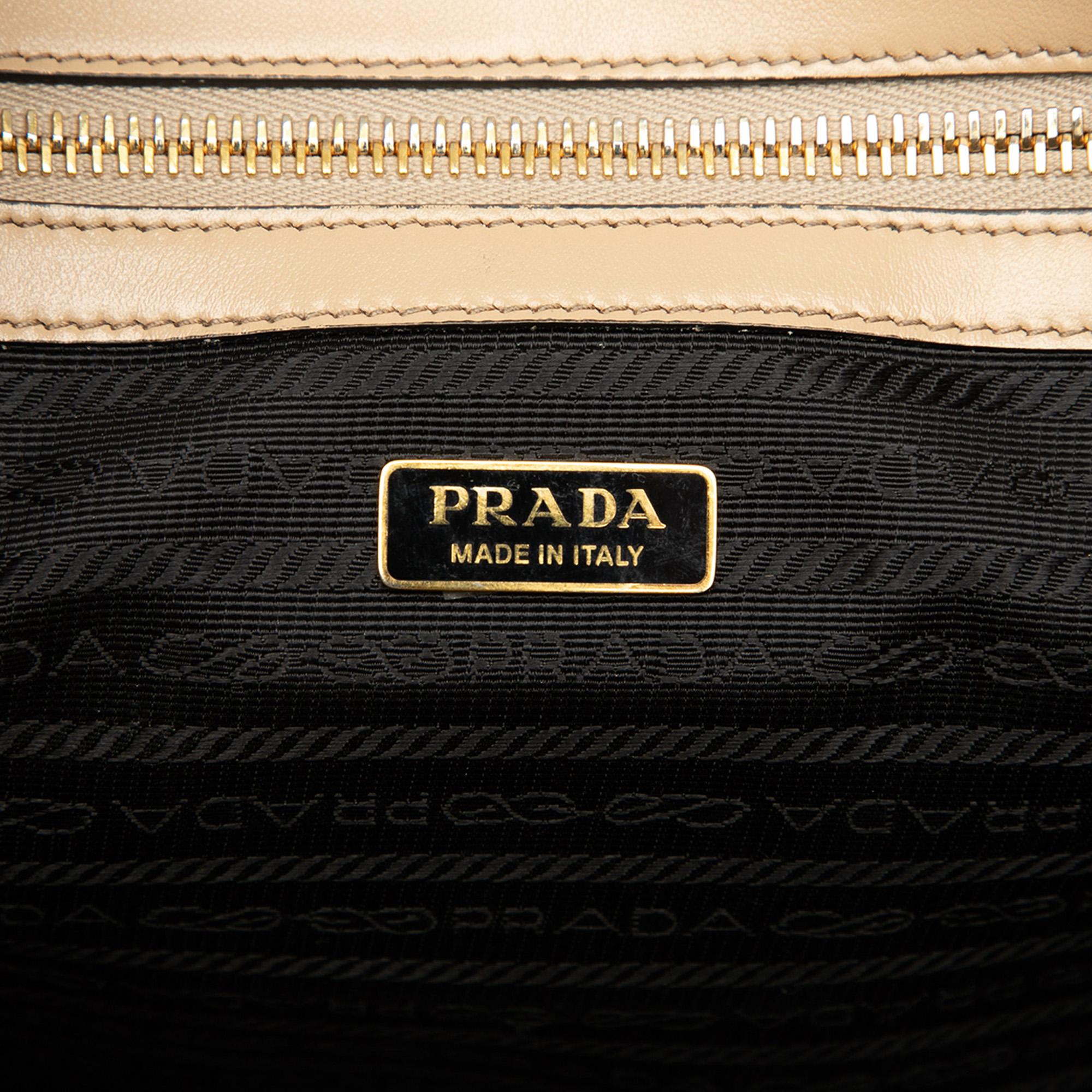 Prada Large Saffiano Lux Embossed Logo Convertible Tote
