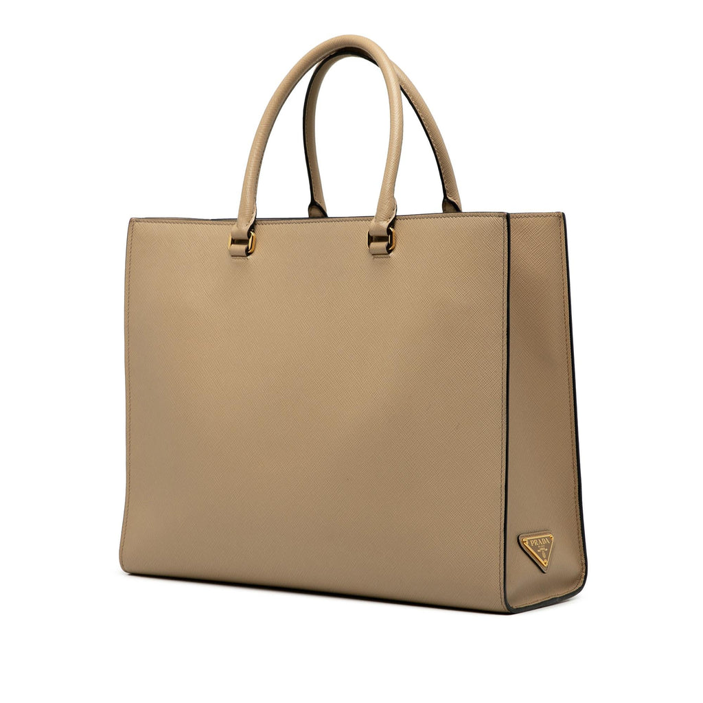 Prada Large Saffiano Lux Embossed Logo Convertible Tote