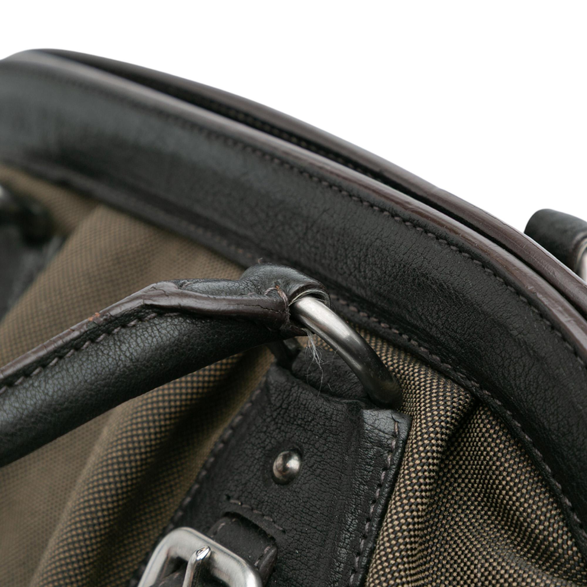 Prada Leather Trimmed Canvas Canapa Logo Frame Tote