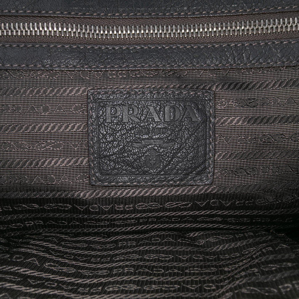 Prada Leather Trimmed Canvas Canapa Logo Frame Tote