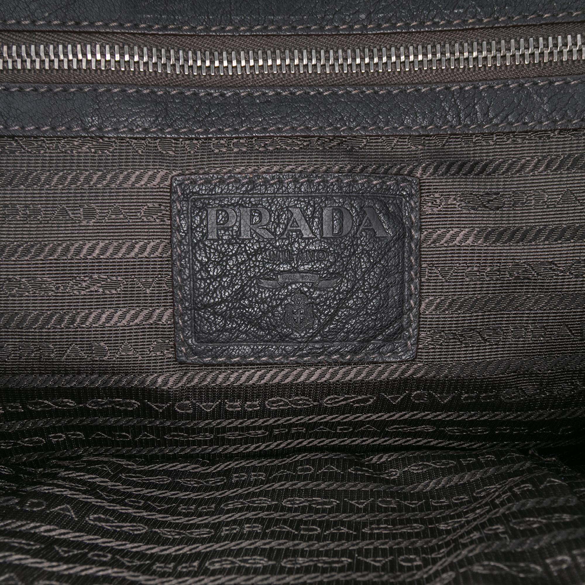 Prada Leather Trimmed Canvas Canapa Logo Frame Tote