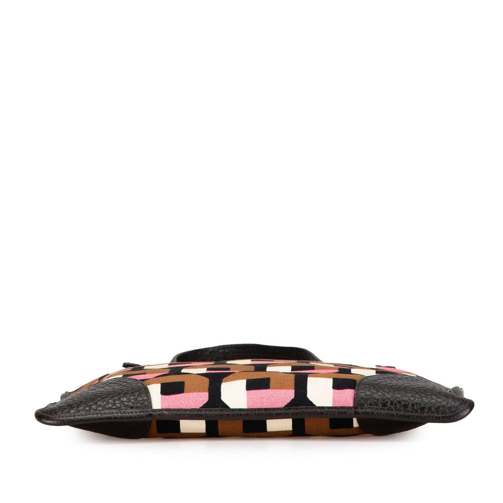 Prada Leather Trimmed Printed Canvas Tote