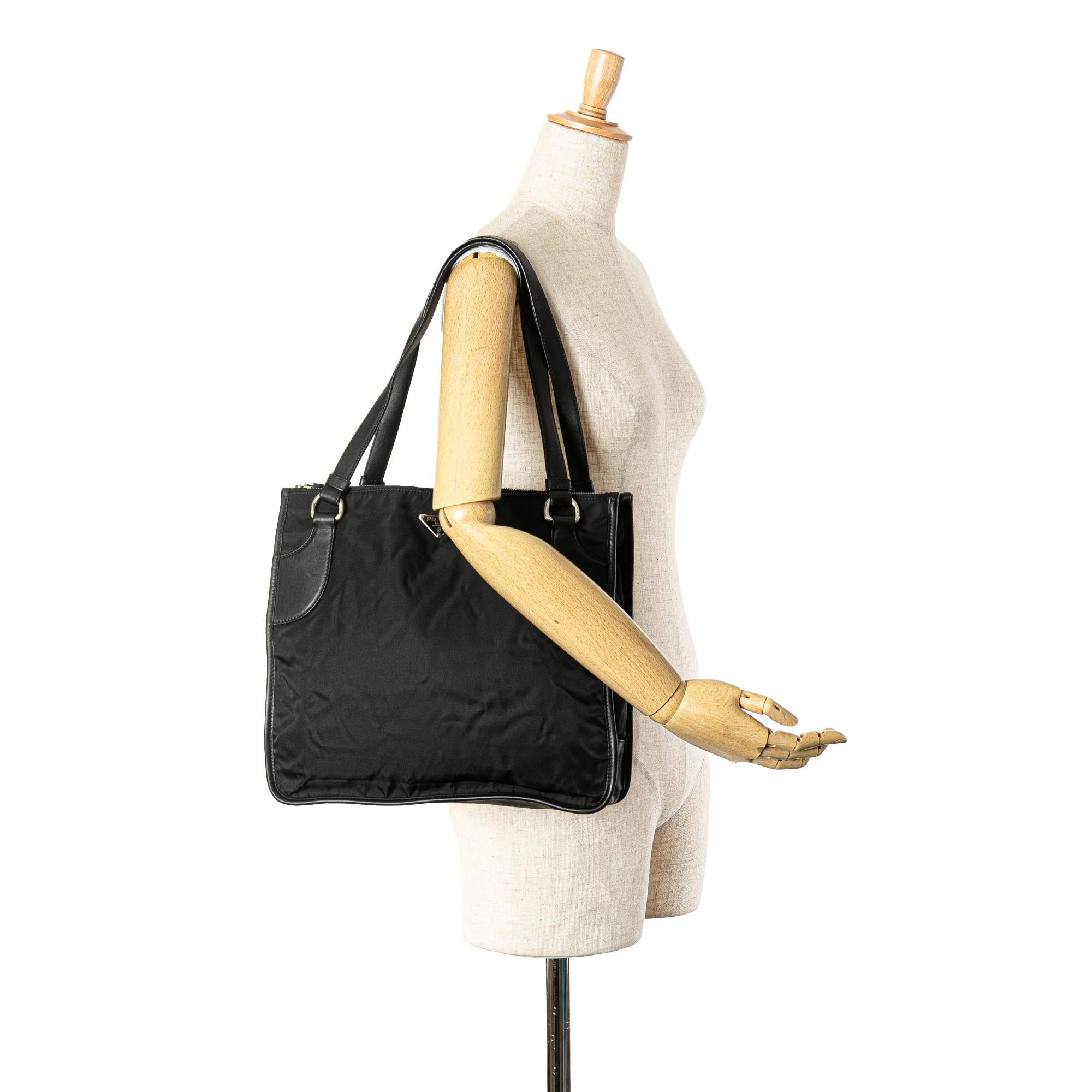 Prada Leather Trimmed Tessuto Tote