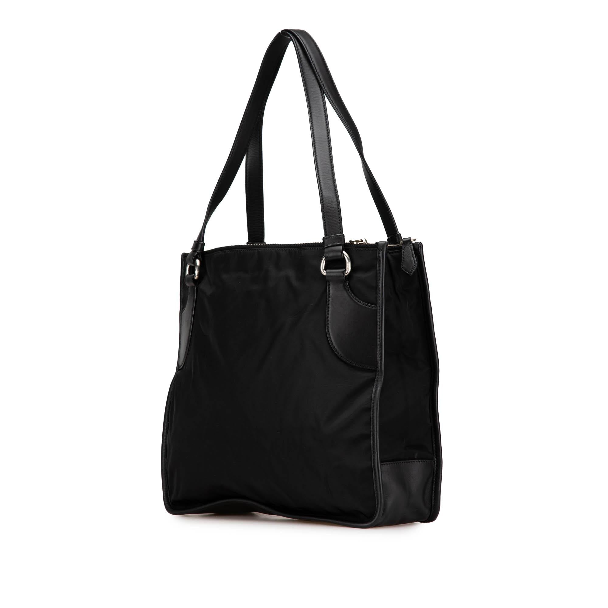 Prada Leather Trimmed Tessuto Tote