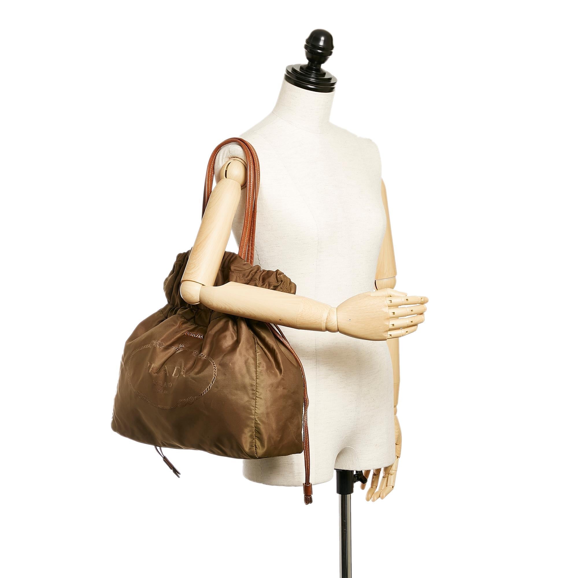 Prada Logo Tessuto Drawstring Tote Bag (SHG-27233)