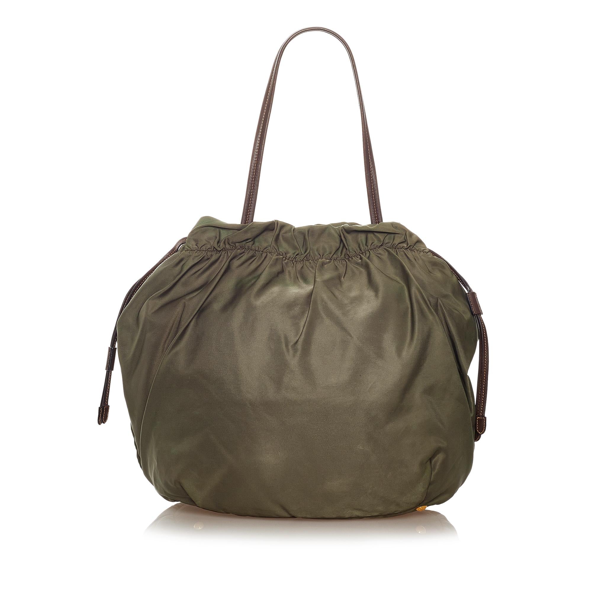 Prada Logo Tessuto Drawstring Tote Bag (SHG-27606)