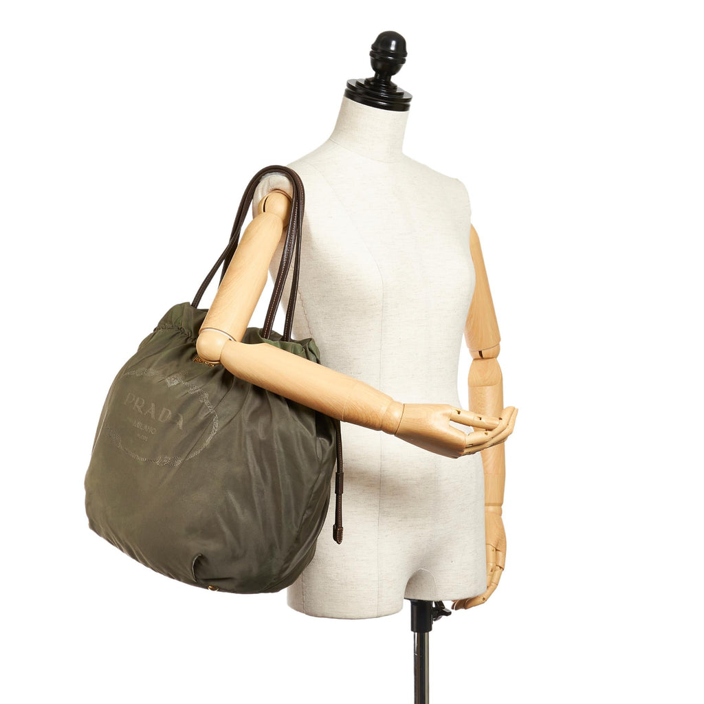 Prada Logo Tessuto Drawstring Tote Bag (SHG-27606)