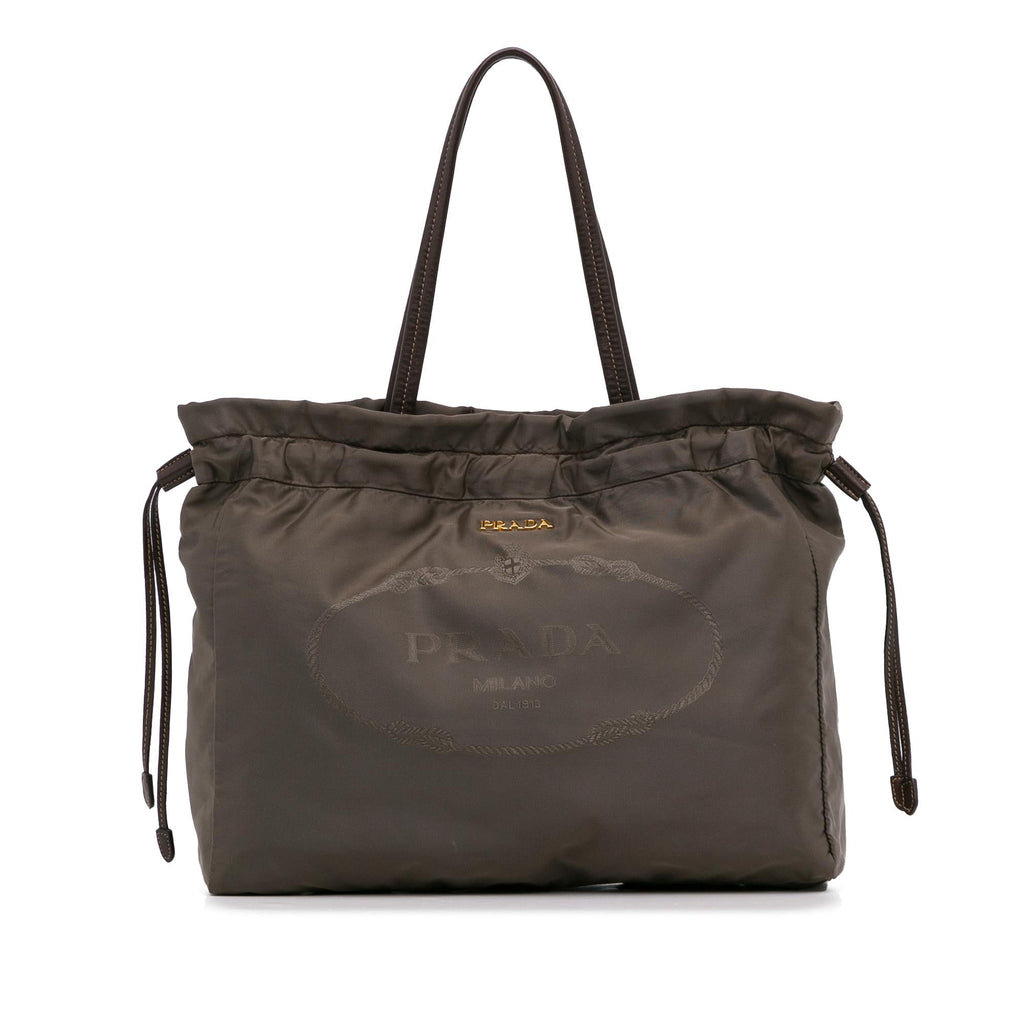 Prada Logo Tessuto Drawstring Tote Bag (SHG-iYPFwY)