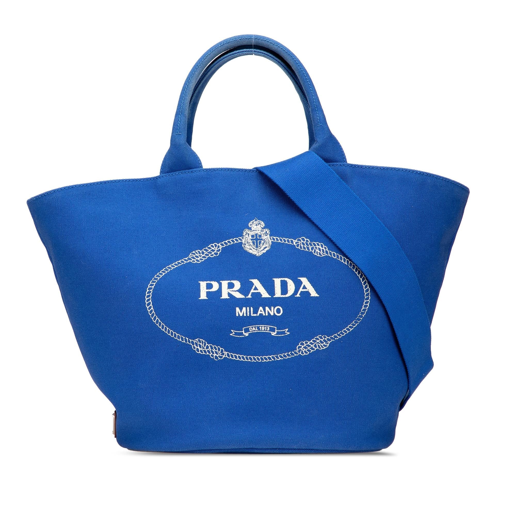 Prada Medium Canvas Canapa Logo Convertible Shopping Tote