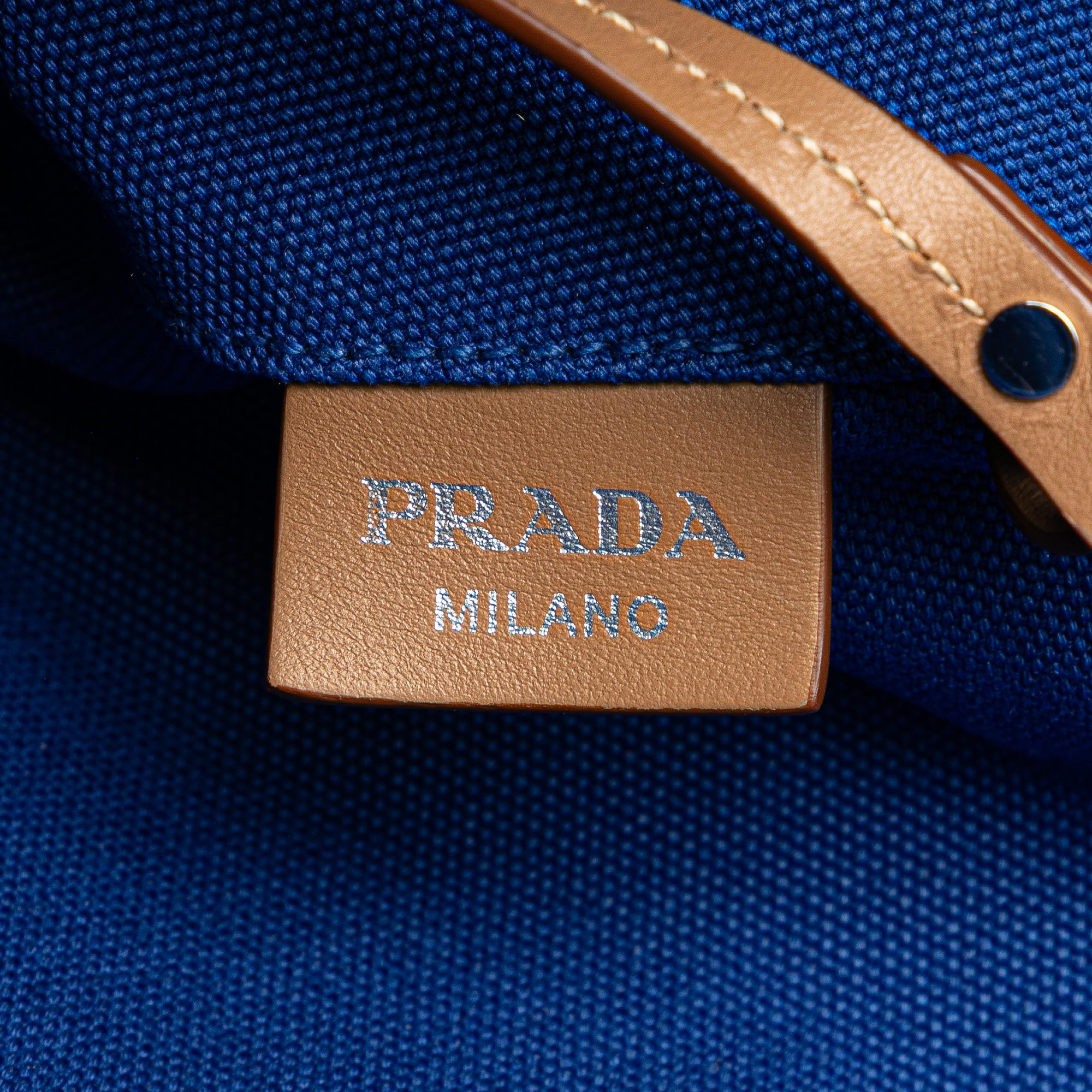 Prada Medium Canvas Canapa Logo Convertible Shopping Tote