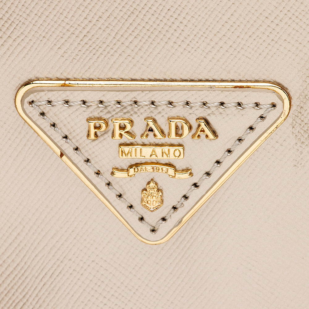 Prada Metallic Saffiano Lux Small Double Zip Tote (SHF-19017)