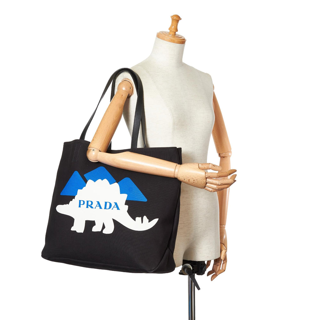 Prada Printed Canvas Tote Bag (SHG-34571)