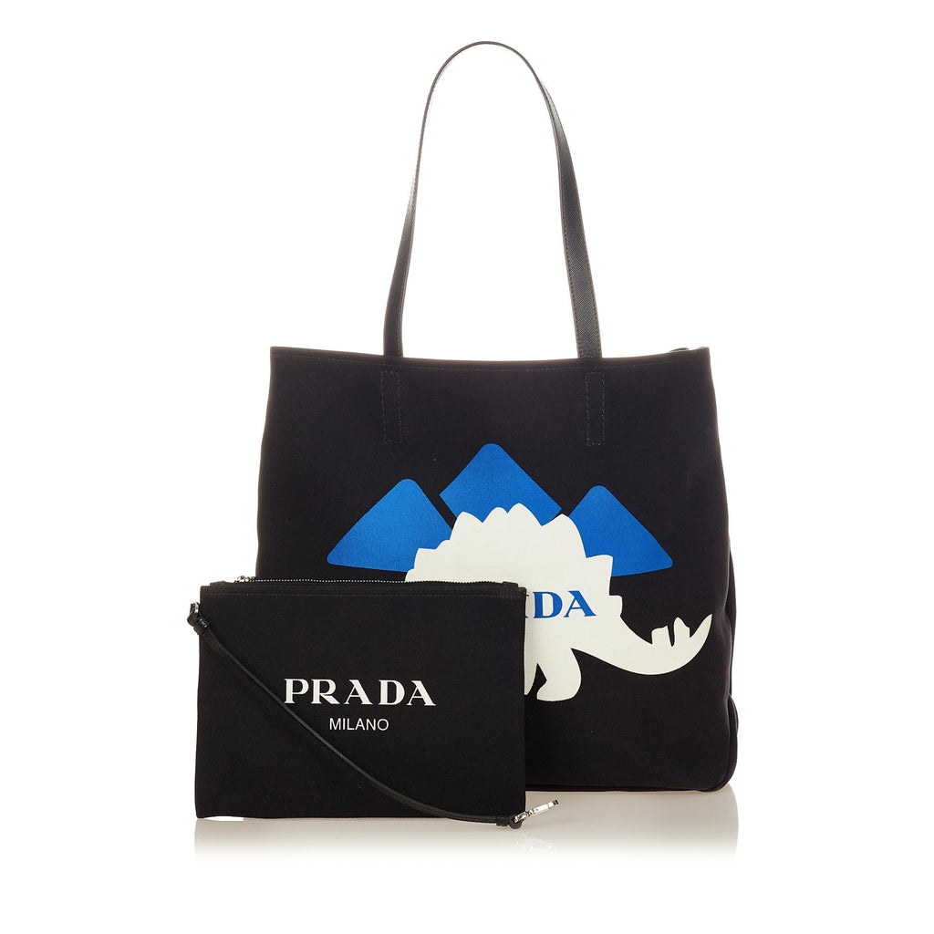 Prada Printed Canvas Tote Bag (SHG-34571)