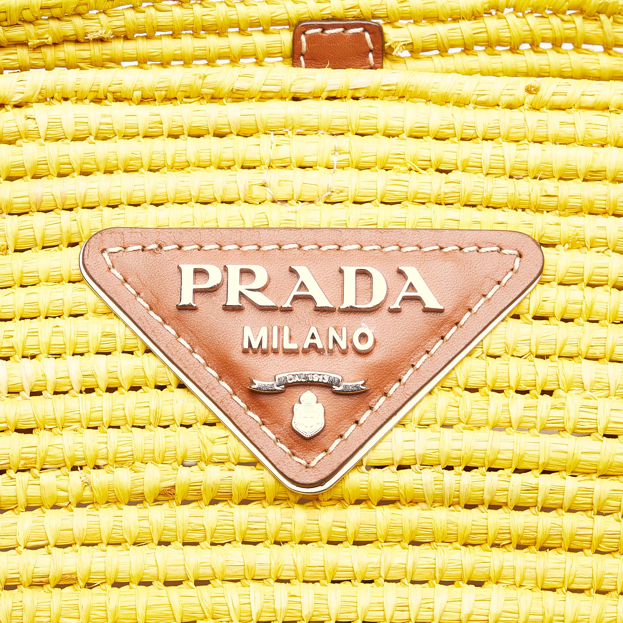 Prada Raffia Basket Tote Bag (SHG-36698)