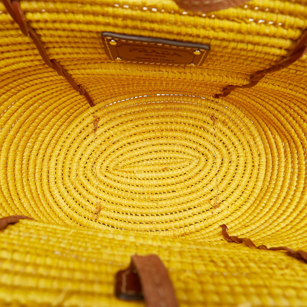 Prada Raffia Basket Tote Bag (SHG-36698)