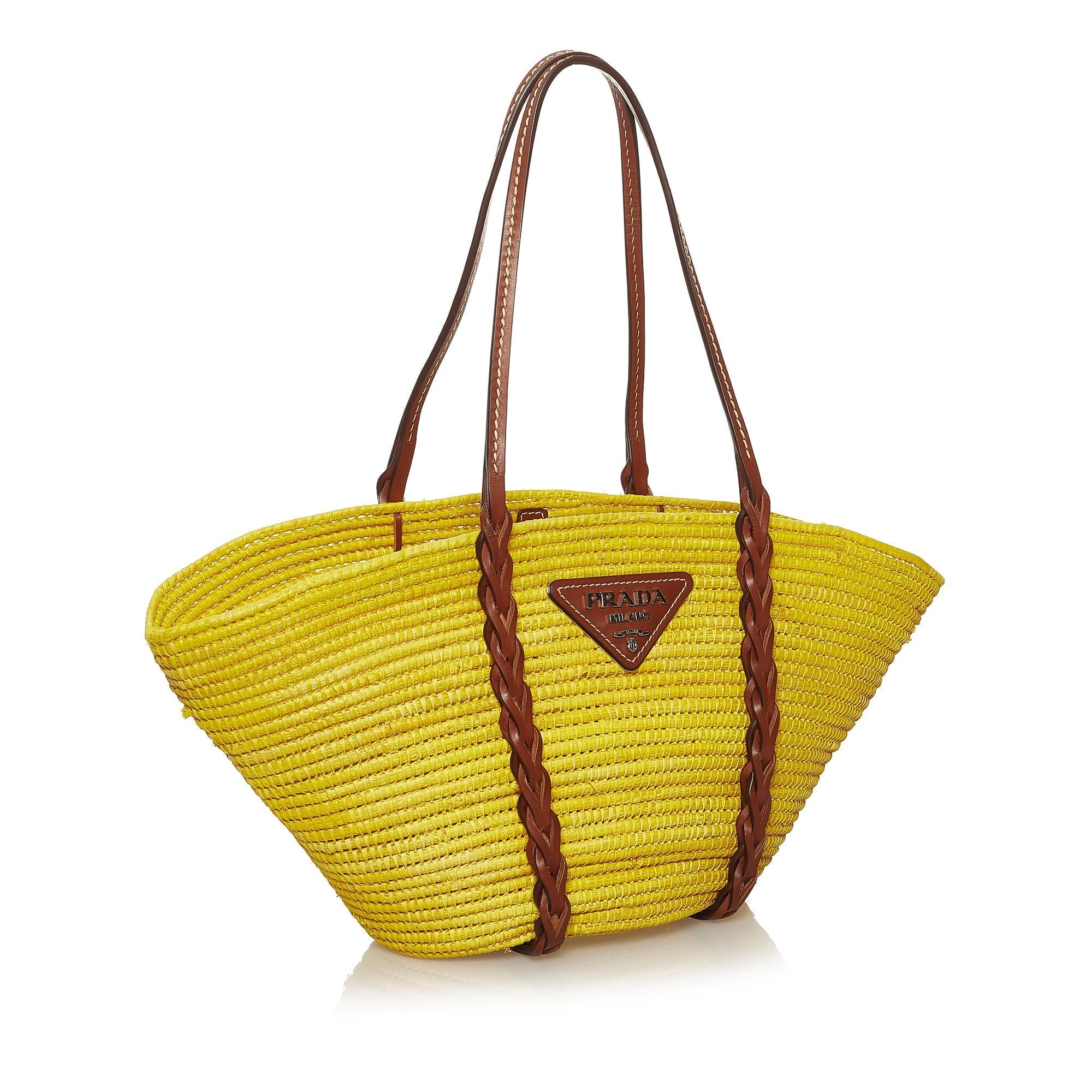 Prada Raffia Basket Tote Bag (SHG-36698)