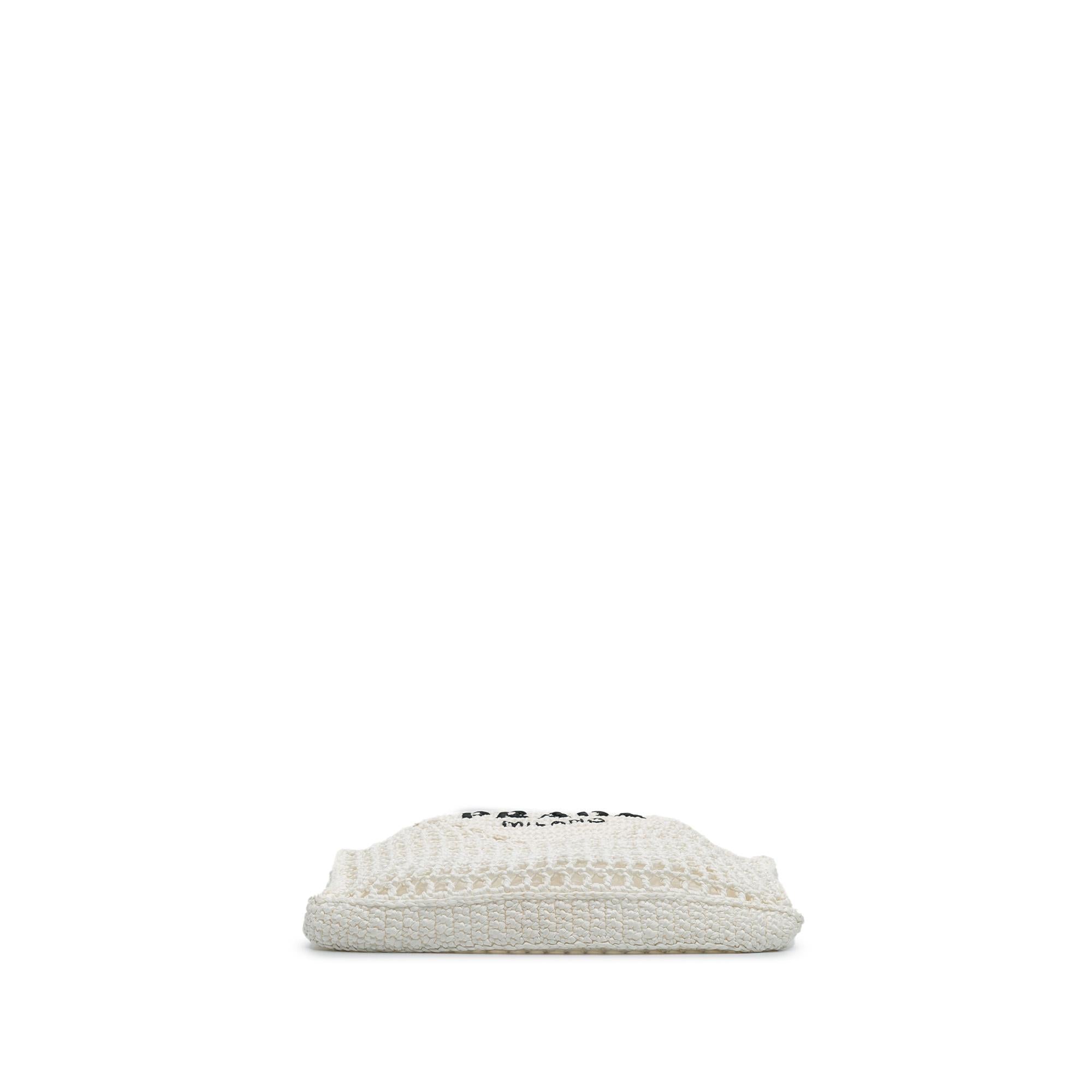 Prada Raffia Effect Crochet Logo Embroidered Tote