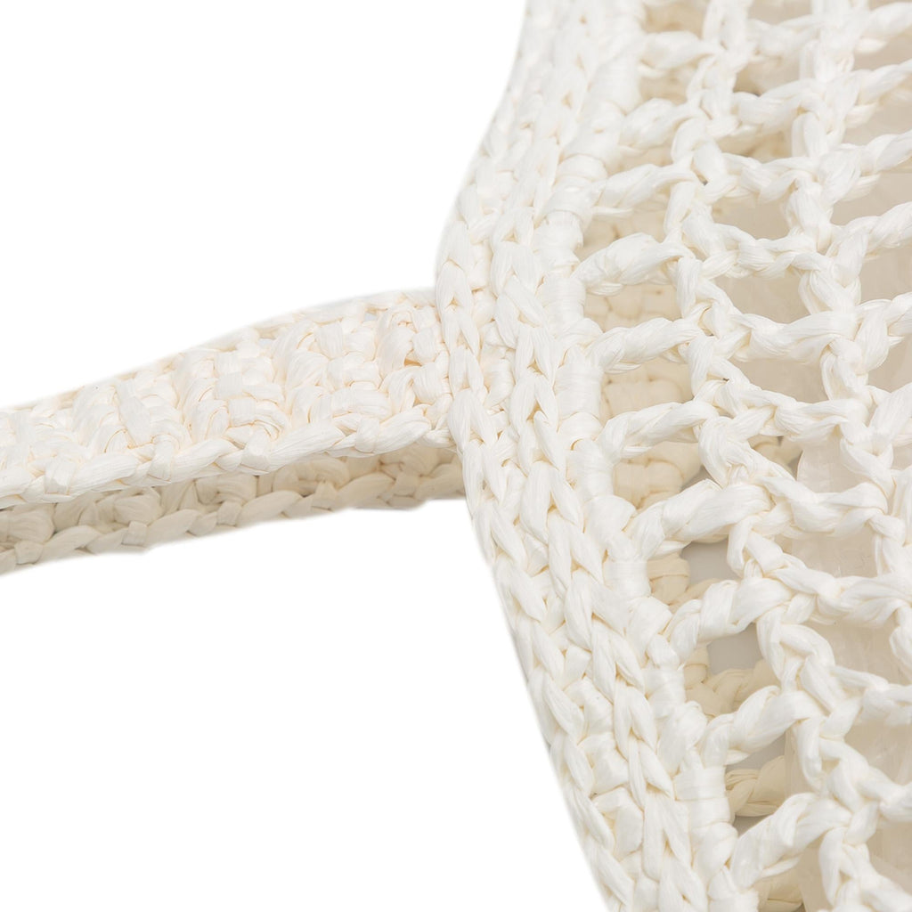 Prada Raffia Effect Crochet Logo Embroidered Tote